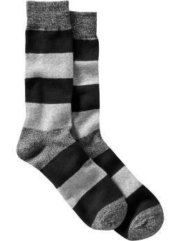 Men: Rugby crew socks - black & grey stripe
