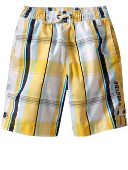 Vibrant plaid swim trunks