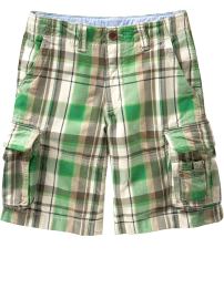 Plaid cargo shorts