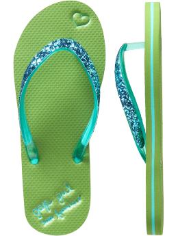 Bright sparkle flip flops