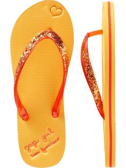Bright sparkle flip flops