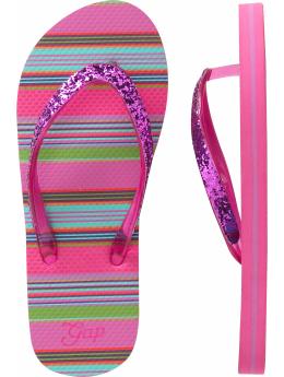 Striped flip flops