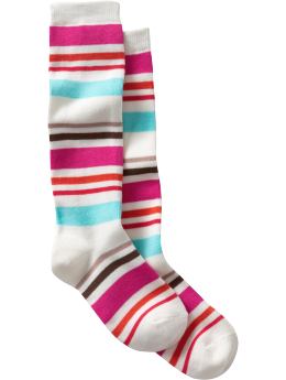 Variegated striped knee-high socks