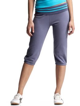 Striped foldover active pants