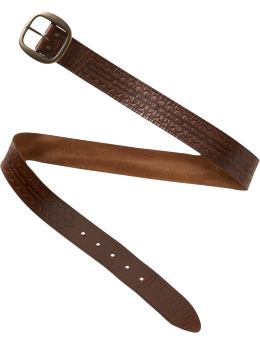 Embossed leather belt