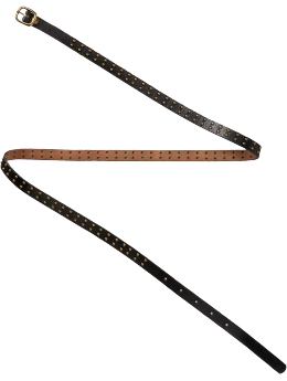 Studded leather skinny belt