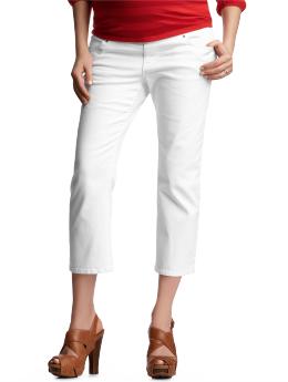 Demi panel straight cropped jeans (white)
