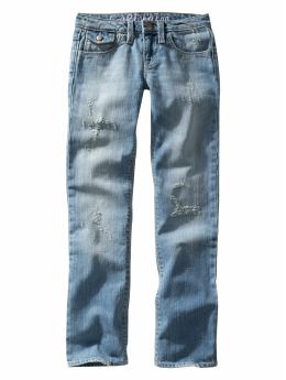 Destructed light wash skinny jeans
