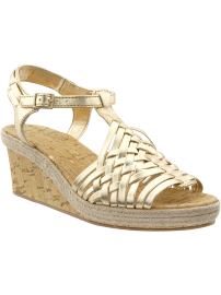 Gold metallic wedge sandal
