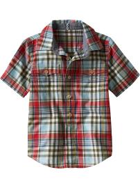 Plaid short-sleeved shirt