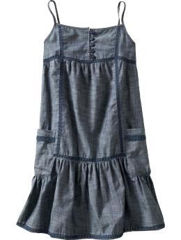 Embroidered chambray dress