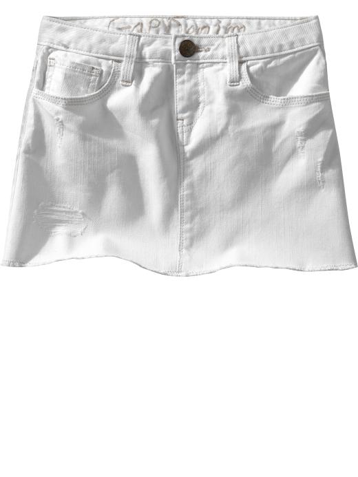 Gap Distressed White Denim Mini Skirt