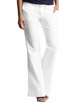 Hip slung flare linen blend pants