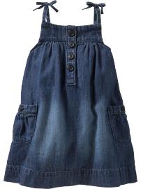 Button-front denim dress