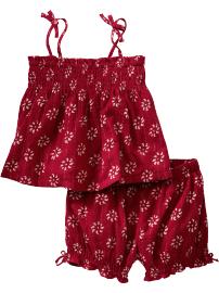 Smocked floral tank & bloomers set