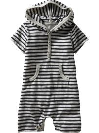 Striped hoodie short one-piece