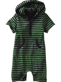 Striped hoodie short one-piece