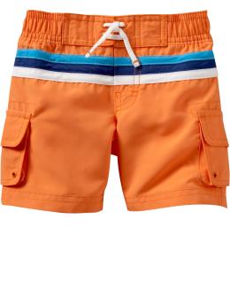 Striped cargo swim trunks