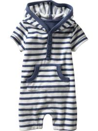 Striped terry hoodie short one-piece