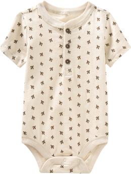 Printed henley bodysuit