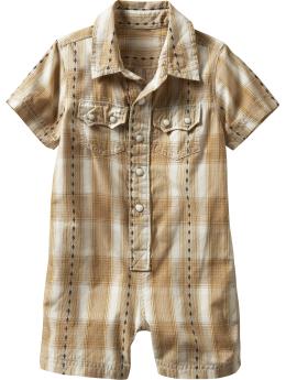 Plaid western short one-piece