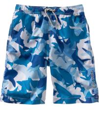Camo shark swim trunks