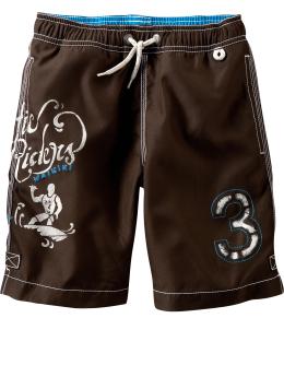 Screen-printed swim trunks