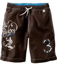 Screen-printed swim trunks