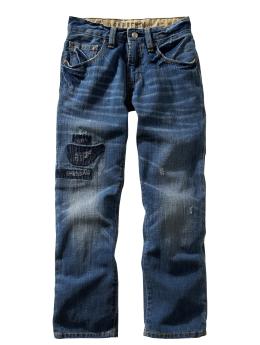 Straight fit rip & repair jeans