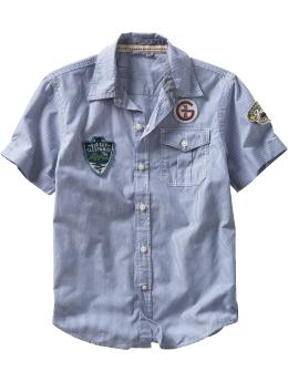 Striped camp patch shirt