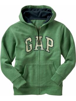 Screen-printed arch logo full-zip hoodie