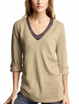 Women's Clothing: Women's Clothing: Boyfriend roll-up V-neck sweater: V-Necks Sweaters | Gap from gap.com