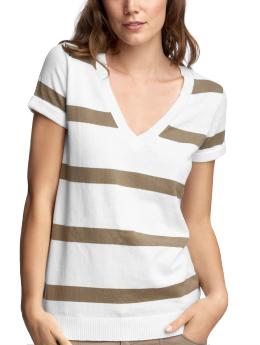 Striped V-neck sweater