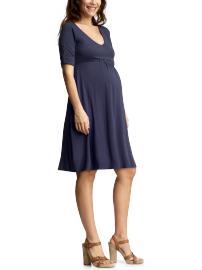 Roll-sleeve empire dress