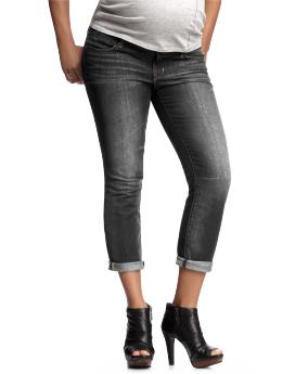 No panel cropped skinny jeans (faded black wash)