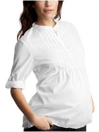Roll-sleeve pintucked shirt