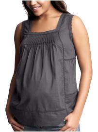 Pintucked eyelet top