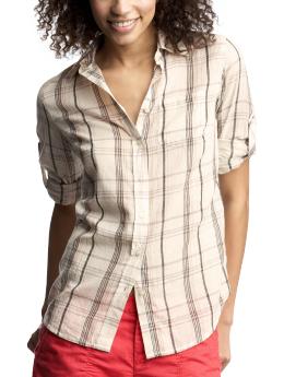 Plaid roll-up shirt