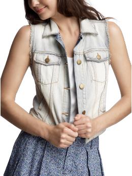 Raw-edged denim vest