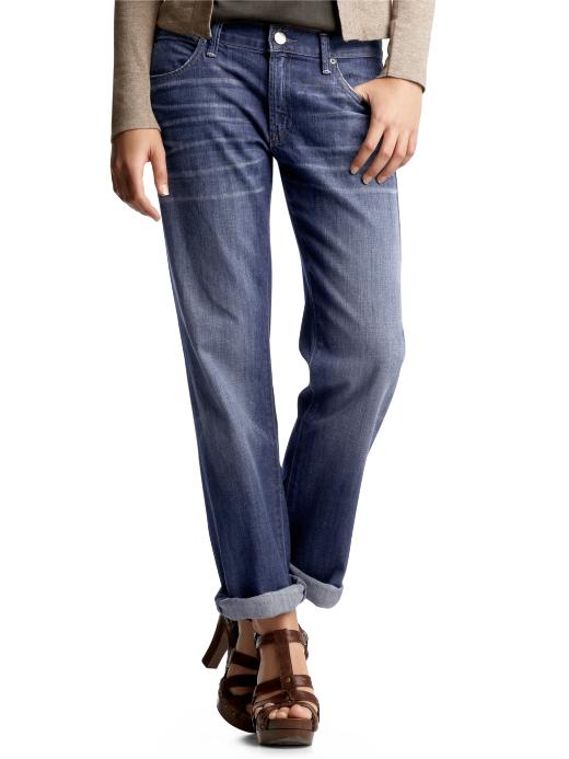 Gap Distressed Boyfriend Jeans (dark Wash