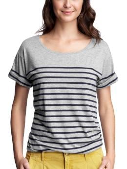 Women's Clothing: Women's Clothing: Striped cuff-sleeve T: Short-Sleeved Ts & Camis | Gap :  short sleeves clothing heather grey womens