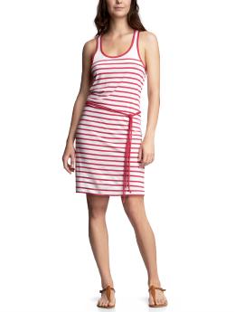Belted nautical stripe tank dress