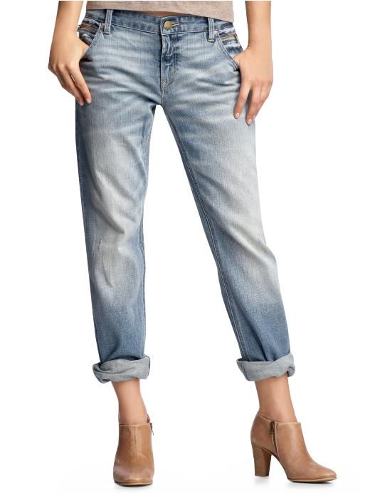 Gap Gap Boyfriend zip pocket jeans faded light wash Gap Gap Boyfriend zip pocket jeans faded light wash