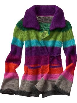 Striped shawl wrap sweater