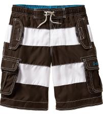 Rugby-striped swim trunks