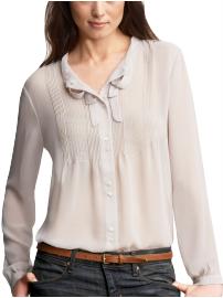 Pintucked loop-front top
