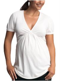 Pleated V-neck T