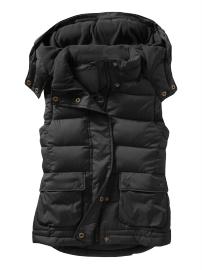 Fur-trim hoodie puffer vest