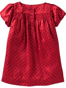 Smocked polka dot dress