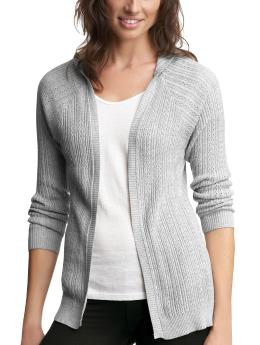 Hooded pointelle cardigan